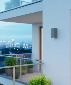kelvo® BURANO KLV-101-0022 Φωτιστικό Τοίχου / Απλίκα για 2 Λάμπες MR16 με Ντουί GU10 AC 220-240V Αδιάβροχο IP65 – Γκρι Ανθρακί Ματ – Μ8 x Π8 x Υ15cm