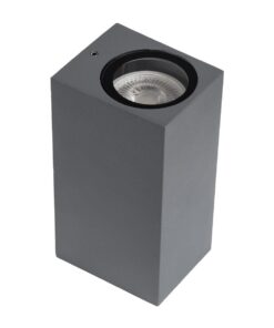 kelvo® BURANO KLV-101-0022 Φωτιστικό Τοίχου / Απλίκα για 2 Λάμπες MR16 με Ντουί GU10 AC 220-240V Αδιάβροχο IP65 – Γκρι Ανθρακί Ματ – Μ8 x Π8 x Υ15cm