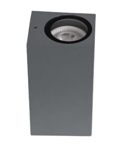kelvo® BURANO KLV-101-0022 Φωτιστικό Τοίχου / Απλίκα για 2 Λάμπες MR16 με Ντουί GU10 AC 220-240V Αδιάβροχο IP65 – Γκρι Ανθρακί Ματ – Μ8 x Π8 x Υ15cm
