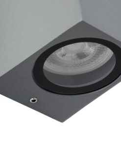 kelvo® BURANO KLV-101-0022 Φωτιστικό Τοίχου / Απλίκα για 2 Λάμπες MR16 με Ντουί GU10 AC 220-240V Αδιάβροχο IP65 – Γκρι Ανθρακί Ματ – Μ8 x Π8 x Υ15cm