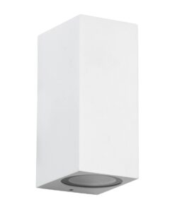 kelvo® BURANO KLV-101-0023 Φωτιστικό Τοίχου / Απλίκα για 2 Λάμπες MR16 με Ντουί GU10 AC 220-240V Αδιάβροχο IP65 – Λευκό Ματ – Μ8 x Π8 x Υ15cm
