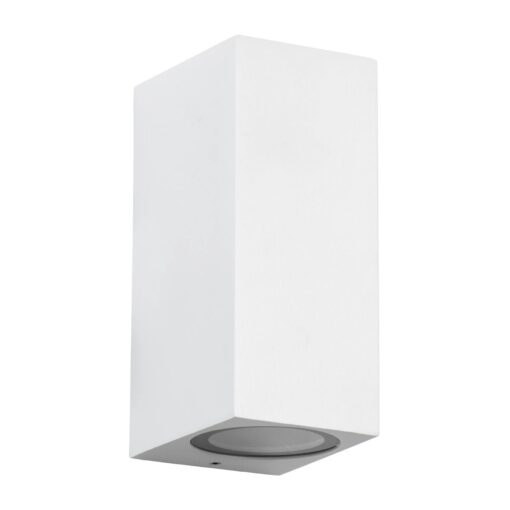 kelvo® BURANO KLV-101-0023 Φωτιστικό Τοίχου / Απλίκα για 2 Λάμπες MR16 με Ντουί GU10 AC 220-240V Αδιάβροχο IP65 – Λευκό Ματ – Μ8 x Π8 x Υ15cm