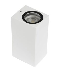 kelvo® BURANO KLV-101-0023 Φωτιστικό Τοίχου / Απλίκα για 2 Λάμπες MR16 με Ντουί GU10 AC 220-240V Αδιάβροχο IP65 – Λευκό Ματ – Μ8 x Π8 x Υ15cm