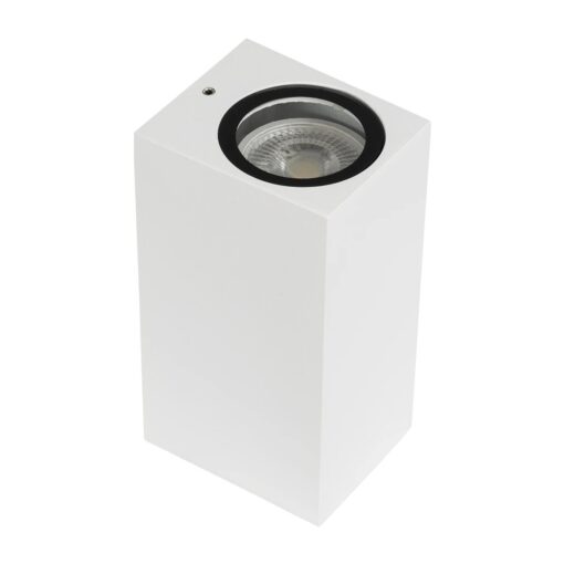 kelvo® BURANO KLV-101-0023 Φωτιστικό Τοίχου / Απλίκα για 2 Λάμπες MR16 με Ντουί GU10 AC 220-240V Αδιάβροχο IP65 – Λευκό Ματ – Μ8 x Π8 x Υ15cm