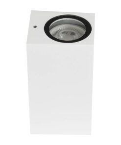kelvo® BURANO KLV-101-0023 Φωτιστικό Τοίχου / Απλίκα για 2 Λάμπες MR16 με Ντουί GU10 AC 220-240V Αδιάβροχο IP65 – Λευκό Ματ – Μ8 x Π8 x Υ15cm