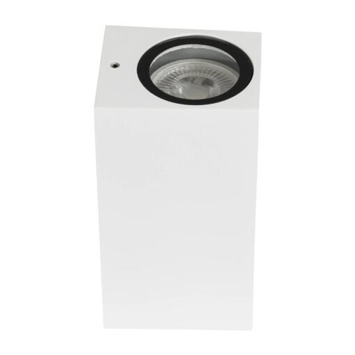 kelvo® BURANO KLV-101-0023 Φωτιστικό Τοίχου / Απλίκα για 2 Λάμπες MR16 με Ντουί GU10 AC 220-240V Αδιάβροχο IP65 – Λευκό Ματ – Μ8 x Π8 x Υ15cm