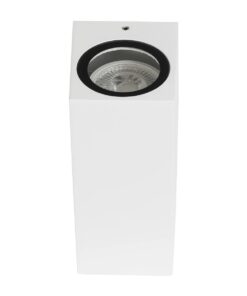 kelvo® BURANO KLV-101-0023 Φωτιστικό Τοίχου / Απλίκα για 2 Λάμπες MR16 με Ντουί GU10 AC 220-240V Αδιάβροχο IP65 – Λευκό Ματ – Μ8 x Π8 x Υ15cm