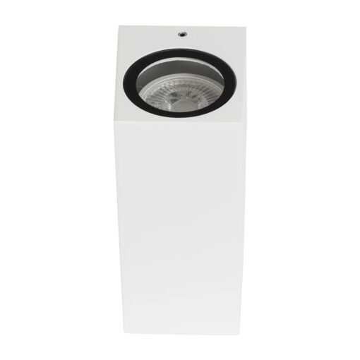 kelvo® BURANO KLV-101-0023 Φωτιστικό Τοίχου / Απλίκα για 2 Λάμπες MR16 με Ντουί GU10 AC 220-240V Αδιάβροχο IP65 – Λευκό Ματ – Μ8 x Π8 x Υ15cm