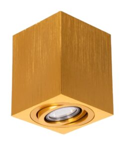 kelvo® AKIRA KLV-101-0031 Κινούμενο Φωτιστικό Downlight Σποτ για Λάμπα MR16 με Ντουί GU10 AC 220-240V IP20 – Χρυσό Βούρτσας – Μ8 x Π8 x Υ10cm