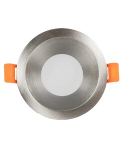 kelvo® SIGMA KLV-101-0043 Χωνευτό Φωτιστικό Downlight Σποτ Μπάνιου για Λάμπα MR16 με Ντουί GU10 AC 220-240V Αδιάβροχο IP65 – Νίκελ Βούρτσας – Μ8.5 x Π8.5 x Υ4.4cm / Q7.5cm