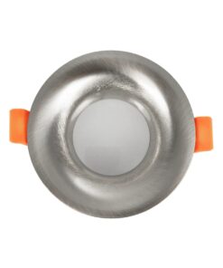 kelvo® LAMDA KLV-101-0046 Χωνευτό Φωτιστικό Downlight Σποτ Μπάνιου για Λάμπα MR16 με Ντουί GU10 AC 220-240V Αδιάβροχο IP65 – Νίκελ Βούρτσας – Μ8.5 x Π8.5 x Υ3.5cm / Q7.5cm