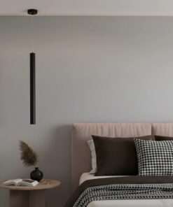 kelvo® CANAL KLV-101-0072 Κρεμαστό Φωτιστικό Οροφής LED 7W 700lm 36° AC 220-240V IP20 Θερμό Λευκό 2700K – Bridgelux COB Chip & TÜV SÜD Driver – Μαύρο Ματ – Μ4 x Π4 x Υ60cm – 5 Χρόνια Εγγύηση