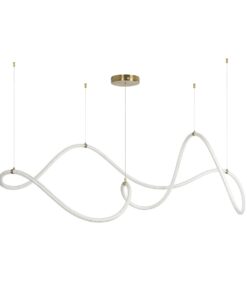 kelvo® GLOW KLV-101-0157 Κρεμαστό Φωτιστικό Οροφής LED 65W 6500lm 360° AC 220-240V IP20 Ρυθμιζόμενο Λευκό CCT με Χειριστήριο από 2700K έως 6000K Dimmable – Lumileds SMD Chip – Σατινέ Χρυσό Βούρτσας – Μ150 x Π70 x Υ90cm – 3 Χρόνια Εγγύηση