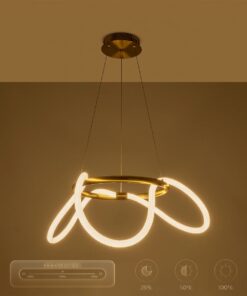 kelvo® GLOW KLV-101-0162 Κρεμαστό Φωτιστικό Οροφής LED 36W 3600lm 360° AC 220-240V IP20 Ρυθμιζόμενο Λευκό CCT με Χειριστήριο από 2700K έως 6000K Dimmable – Lumileds SMD Chip – Χρυσό Πλατίνα – Μ70 x Π70 x Υ40cm – 3 Χρόνια Εγγύηση