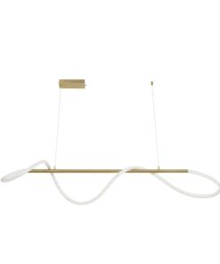 kelvo® GLOW KLV-101-0166 Κρεμαστό Φωτιστικό Οροφής LED 34W 3400lm 360° AC 220-240V IP20 Ρυθμιζόμενο Λευκό CCT με Χειριστήριο από 2700K έως 6000K Dimmable – Lumileds SMD Chip – Χρυσό Πλατίνα – Μ140 x Π40 x Υ30cm – 3 Χρόνια Εγγύηση