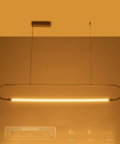 kelvo® GLOW KLV-101-0177 Κρεμαστό Φωτιστικό Οροφής LED 15W 1500lm 360° AC 220-240V IP20 Ρυθμιζόμενο Λευκό CCT με Χειριστήριο από 2700K έως 6000K Dimmable – Lumileds SMD Chip – Χρυσό Πλατίνα – Μ120 x Π3 x Υ17cm – 3 Χρόνια Εγγύηση