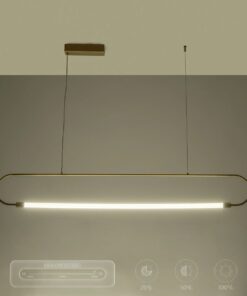 kelvo® GLOW KLV-101-0177 Κρεμαστό Φωτιστικό Οροφής LED 15W 1500lm 360° AC 220-240V IP20 Ρυθμιζόμενο Λευκό CCT με Χειριστήριο από 2700K έως 6000K Dimmable – Lumileds SMD Chip – Χρυσό Πλατίνα – Μ120 x Π3 x Υ17cm – 3 Χρόνια Εγγύηση