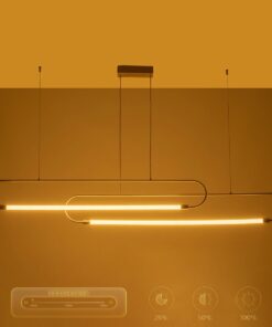 kelvo® GLOW KLV-101-0178 Κρεμαστό Φωτιστικό Οροφής LED 28W 2800lm 360° AC 220-240V IP20 Ρυθμιζόμενο Λευκό CCT με Χειριστήριο από 2700K έως 6000K Dimmable – Lumileds SMD Chip – Χρυσό Πλατίνα – Μ167 x Π7 x Υ24cm – 3 Χρόνια Εγγύηση