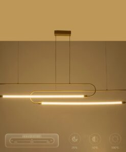 kelvo® GLOW KLV-101-0178 Κρεμαστό Φωτιστικό Οροφής LED 28W 2800lm 360° AC 220-240V IP20 Ρυθμιζόμενο Λευκό CCT με Χειριστήριο από 2700K έως 6000K Dimmable – Lumileds SMD Chip – Χρυσό Πλατίνα – Μ167 x Π7 x Υ24cm – 3 Χρόνια Εγγύηση