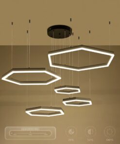 kelvo® LEXAGON KLV-101-0179 Κρεμαστό Φωτιστικό Οροφής LED 120W 12000lm 200° AC 220-240V IP20 Ρυθμιζόμενο Λευκό CCT με Χειριστήριο από 2700K έως 6000K Dimmable – Lumileds SMD Chip – Μαύρο Ματ – Μ110 x Π90 x Υ110cm – 3 Χρόνια Εγγύηση