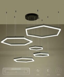 kelvo® LEXAGON KLV-101-0179 Κρεμαστό Φωτιστικό Οροφής LED 120W 12000lm 200° AC 220-240V IP20 Ρυθμιζόμενο Λευκό CCT με Χειριστήριο από 2700K έως 6000K Dimmable – Lumileds SMD Chip – Μαύρο Ματ – Μ110 x Π90 x Υ110cm – 3 Χρόνια Εγγύηση