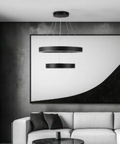kelvo® VENOM KLV-101-0196 Κρεμαστό Φωτιστικό Οροφής LED 75W 7500lm 120° AC 220-240V IP20 Ρυθμιζόμενο Λευκό CCT με Χειριστήριο από 2700K έως 6000K Dimmable – Lumileds SMD Chip – Μαύρο Ματ – Μ60 x Π60 x Υ40cm – 3 Χρόνια Εγγύηση