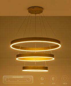 kelvo® VENOM KLV-101-0201 Κρεμαστό Φωτιστικό Οροφής LED 120W 12000lm 120° AC 220-240V IP20 Ρυθμιζόμενο Λευκό CCT με Χειριστήριο από 2700K έως 6000K Dimmable – Lumileds SMD Chip – Χρυσό Πλατίνα – Μ80 x Π80 x Υ80cm – 3 Χρόνια Εγγύηση