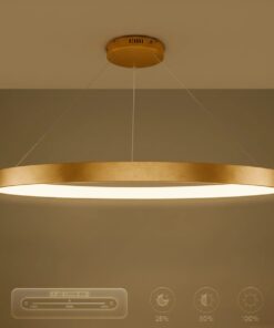 kelvo® NEMESIS KLV-101-0213 Κρεμαστό Φωτιστικό Οροφής LED 67W 6700lm 180° AC 220-240V IP20 Ρυθμιζόμενο Λευκό CCT με Χειριστήριο από 2700K έως 6000K Dimmable – Lumileds SMD Chip – Χρυσό Πλατίνα – Μ80 x Π80 x Υ4cm – 3 Χρόνια Εγγύηση