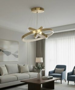 kelvo® NEMESIS KLV-101-0219-V2 Κρεμαστό Φωτιστικό Οροφής LED 100W 10000lm 180° AC 220-240V IP20 Ρυθμιζόμενο Λευκό CCT με Χειριστήριο από 2700K έως 6000K Dimmable – Lumileds SMD Chip – Χρυσό Πλατίνα – Μ60 x Π60 x Υ60cm – 3 Χρόνια Εγγύηση