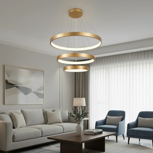 kelvo® NEMESIS KLV-101-0219 Κρεμαστό Φωτιστικό Οροφής LED 100W 10000lm 180° AC 220-240V IP20 Ρυθμιζόμενο Λευκό CCT με Χειριστήριο από 2700K έως 6000K Dimmable – Lumileds SMD Chip – Χρυσό Πλατίνα – Μ60 x Π60 x Υ60cm – 3 Χρόνια Εγγύηση
