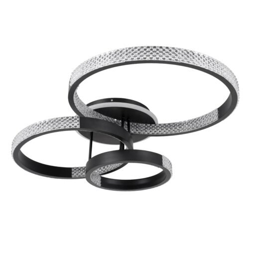 kelvo® DIAMOND KLV-101-0226 Φωτιστικό Οροφής LED 100W 10000lm 360° AC 220-240V IP20 Ρυθμιζόμενο Λευκό CCT με Χειριστήριο από 2700K έως 6000K Dimmable – Lumileds SMD Chip – Μαύρο Ματ – Μ80 x Π50 x Υ20cm – 3 Χρόνια Εγγύηση