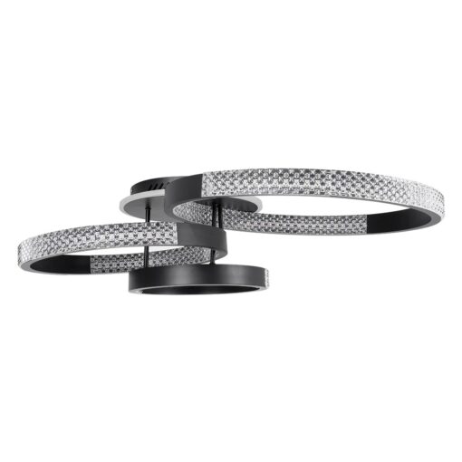 kelvo® DIAMOND KLV-101-0226 Φωτιστικό Οροφής LED 100W 10000lm 360° AC 220-240V IP20 Ρυθμιζόμενο Λευκό CCT με Χειριστήριο από 2700K έως 6000K Dimmable – Lumileds SMD Chip – Μαύρο Ματ – Μ80 x Π50 x Υ20cm – 3 Χρόνια Εγγύηση