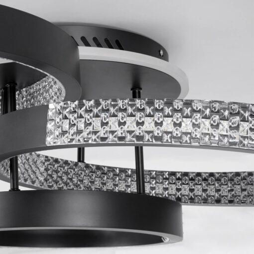 kelvo® DIAMOND KLV-101-0226 Φωτιστικό Οροφής LED 100W 10000lm 360° AC 220-240V IP20 Ρυθμιζόμενο Λευκό CCT με Χειριστήριο από 2700K έως 6000K Dimmable – Lumileds SMD Chip – Μαύρο Ματ – Μ80 x Π50 x Υ20cm – 3 Χρόνια Εγγύηση