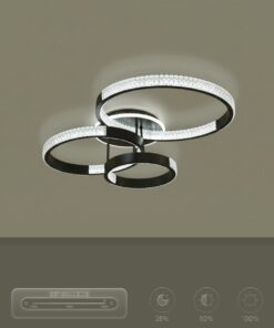 kelvo® DIAMOND KLV-101-0226 Φωτιστικό Οροφής LED 100W 10000lm 360° AC 220-240V IP20 Ρυθμιζόμενο Λευκό CCT με Χειριστήριο από 2700K έως 6000K Dimmable – Lumileds SMD Chip – Μαύρο Ματ – Μ80 x Π50 x Υ20cm – 3 Χρόνια Εγγύηση