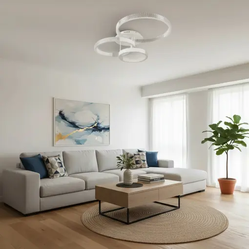 kelvo® DIAMOND KLV-101-0227 Φωτιστικό Οροφής LED 100W 10000lm 360° AC 220-240V IP20 Ρυθμιζόμενο Λευκό CCT με Χειριστήριο από 2700K έως 6000K Dimmable – Lumileds SMD Chip – Λευκό Ματ – Μ80 x Π50 x Υ20cm – 3 Χρόνια Εγγύηση