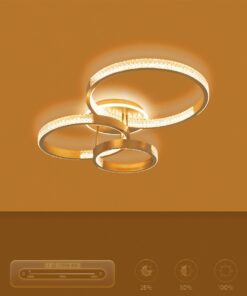 kelvo® DIAMOND KLV-101-0228 Φωτιστικό Οροφής LED 100W 10000lm 360° AC 220-240V IP20 Ρυθμιζόμενο Λευκό CCT με Χειριστήριο από 2700K έως 6000K Dimmable – Lumileds SMD Chip – Χρυσό Πλατίνα – Μ80 x Π50 x Υ20cm – 3 Χρόνια Εγγύηση