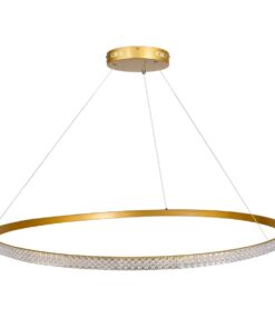 kelvo® DIAMOND KLV-101-0234 Κρεμαστό Φωτιστικό Οροφής LED 75W 7500lm 180° AC 220-240V IP20 Ρυθμιζόμενο Λευκό CCT με Χειριστήριο από 2700K έως 6000K Dimmable – Lumileds SMD Chip – Χρυσό Πλατίνα – Μ100 x Π100 x Υ3cm – 3 Χρόνια Εγγύηση