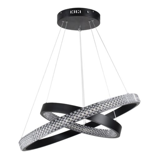 kelvo® DIAMOND KLV-101-0235-V2 Κρεμαστό Φωτιστικό Οροφής LED 75W 7500lm 360° AC 220-240V IP20 Ρυθμιζόμενο Λευκό CCT με Χειριστήριο από 2700K έως 6000K Dimmable – Lumileds SMD Chip – Μαύρο Ματ – Μ60 x Π60 x Υ40cm – 3 Χρόνια Εγγύηση