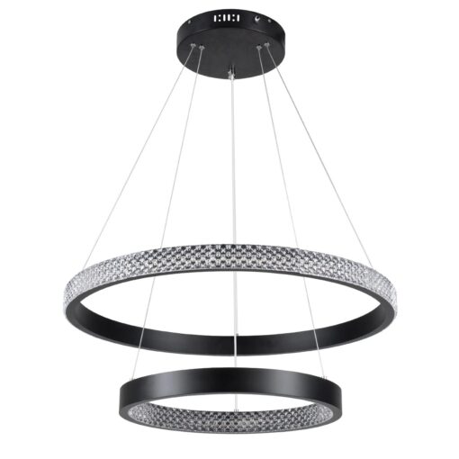 kelvo® DIAMOND KLV-101-0235-V2 Κρεμαστό Φωτιστικό Οροφής LED 75W 7500lm 360° AC 220-240V IP20 Ρυθμιζόμενο Λευκό CCT με Χειριστήριο από 2700K έως 6000K Dimmable – Lumileds SMD Chip – Μαύρο Ματ – Μ60 x Π60 x Υ40cm – 3 Χρόνια Εγγύηση