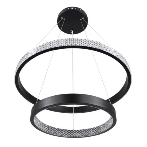 kelvo® DIAMOND KLV-101-0235-V2 Κρεμαστό Φωτιστικό Οροφής LED 75W 7500lm 360° AC 220-240V IP20 Ρυθμιζόμενο Λευκό CCT με Χειριστήριο από 2700K έως 6000K Dimmable – Lumileds SMD Chip – Μαύρο Ματ – Μ60 x Π60 x Υ40cm – 3 Χρόνια Εγγύηση