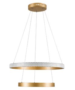 kelvo® DIAMOND KLV-101-0236 Κρεμαστό Φωτιστικό Οροφής LED 75W 7500lm 360° AC 220-240V IP20 Ρυθμιζόμενο Λευκό CCT με Χειριστήριο από 2700K έως 6000K Dimmable – Lumileds SMD Chip – Χρυσό Πλατίνα – Μ60 x Π60 x Υ40cm – 3 Χρόνια Εγγύηση