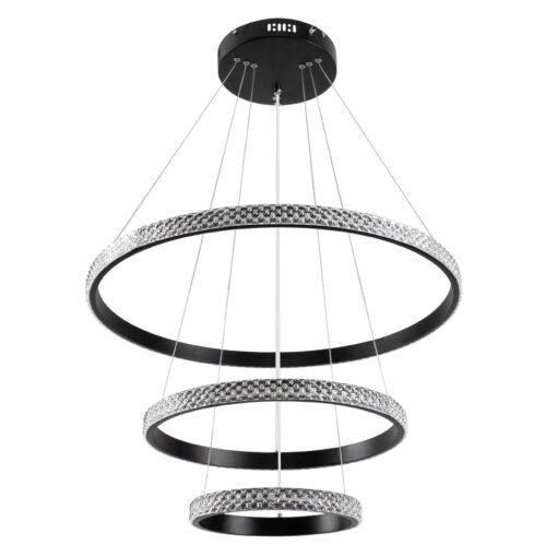 kelvo® DIAMOND KLV-101-0237 Κρεμαστό Φωτιστικό Οροφής LED 100W 10000lm 180° AC 220-240V IP20 Ρυθμιζόμενο Λευκό CCT με Χειριστήριο από 2700K έως 6000K Dimmable – Lumileds SMD Chip – Μαύρο Ματ – Μ60 x Π60 x Υ60cm – 3 Χρόνια Εγγύηση