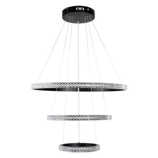 kelvo® DIAMOND KLV-101-0237 Κρεμαστό Φωτιστικό Οροφής LED 100W 10000lm 180° AC 220-240V IP20 Ρυθμιζόμενο Λευκό CCT με Χειριστήριο από 2700K έως 6000K Dimmable – Lumileds SMD Chip – Μαύρο Ματ – Μ60 x Π60 x Υ60cm – 3 Χρόνια Εγγύηση