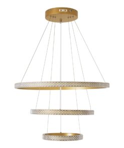 kelvo® DIAMOND KLV-101-0238 Κρεμαστό Φωτιστικό Οροφής LED 100W 10000lm 180° AC 220-240V IP20 Ρυθμιζόμενο Λευκό CCT με Χειριστήριο από 2700K έως 6000K Dimmable – Lumileds SMD Chip – Χρυσό Πλατίνα – Μ60 x Π60 x Υ60cm – 3 Χρόνια Εγγύηση
