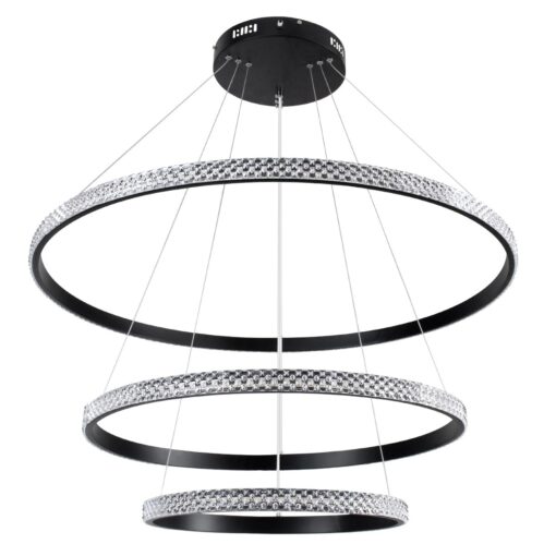 kelvo® DIAMOND KLV-101-0239 Κρεμαστό Φωτιστικό Οροφής LED 120W 12000lm 180° AC 220-240V IP20 Ρυθμιζόμενο Λευκό CCT με Χειριστήριο από 2700K έως 6000K Dimmable – Lumileds SMD Chip – Μαύρο Ματ – Μ80 x Π80 x Υ80cm – 3 Χρόνια Εγγύηση