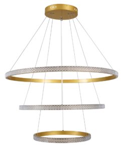 kelvo® DIAMOND KLV-101-0240 Κρεμαστό Φωτιστικό Οροφής LED 120W 12000lm 180° AC 220-240V IP20 Ρυθμιζόμενο Λευκό CCT με Χειριστήριο από 2700K έως 6000K Dimmable – Lumileds SMD Chip – Χρυσό Πλατίνα – Μ80 x Π80 x Υ80cm – 3 Χρόνια Εγγύηση