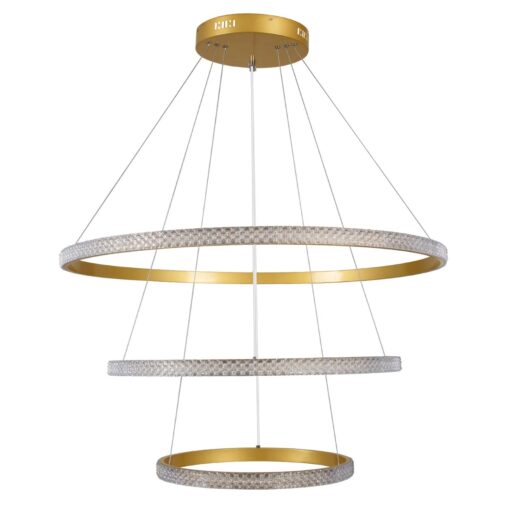 kelvo® DIAMOND KLV-101-0240 Κρεμαστό Φωτιστικό Οροφής LED 120W 12000lm 180° AC 220-240V IP20 Ρυθμιζόμενο Λευκό CCT με Χειριστήριο από 2700K έως 6000K Dimmable – Lumileds SMD Chip – Χρυσό Πλατίνα – Μ80 x Π80 x Υ80cm – 3 Χρόνια Εγγύηση