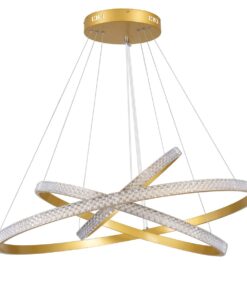 kelvo® DIAMOND KLV-101-0240 Κρεμαστό Φωτιστικό Οροφής LED 120W 12000lm 180° AC 220-240V IP20 Ρυθμιζόμενο Λευκό CCT με Χειριστήριο από 2700K έως 6000K Dimmable – Lumileds SMD Chip – Χρυσό Πλατίνα – Μ80 x Π80 x Υ80cm – 3 Χρόνια Εγγύηση