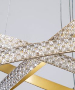 kelvo® DIAMOND KLV-101-0240 Κρεμαστό Φωτιστικό Οροφής LED 120W 12000lm 180° AC 220-240V IP20 Ρυθμιζόμενο Λευκό CCT με Χειριστήριο από 2700K έως 6000K Dimmable – Lumileds SMD Chip – Χρυσό Πλατίνα – Μ80 x Π80 x Υ80cm – 3 Χρόνια Εγγύηση