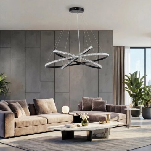 kelvo® DIAMOND KLV-101-0241-V2 Κρεμαστό Φωτιστικό Οροφής LED 150W 15000lm 180° AC 220-240V IP20 Ρυθμιζόμενο Λευκό CCT με Χειριστήριο από 2700K έως 6000K Dimmable – Lumileds SMD Chip – Μαύρο Ματ – Μ100 x Π100 x Υ100cm – 3 Χρόνια Εγγύηση